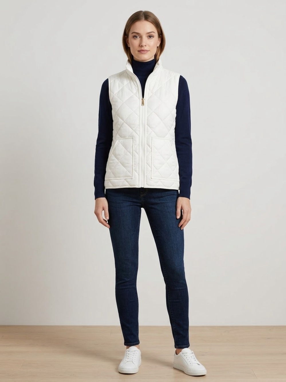 kate spade White Quilted Vest with Gold Zip